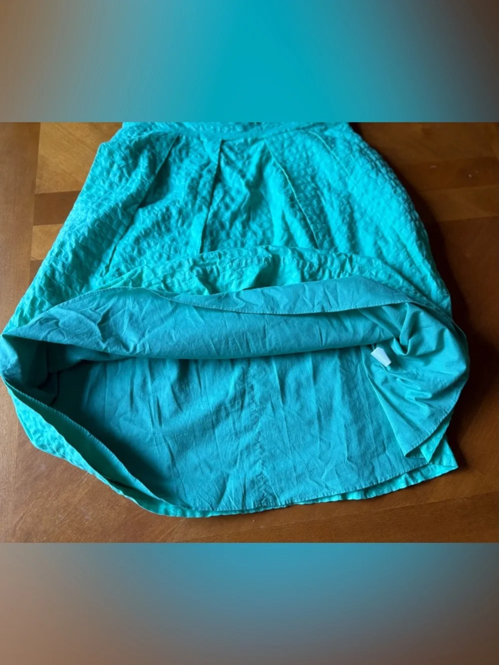 J.Crew Strapless Sea Green Teal Textured Fit Flare Dress Womens Size 4 Pockets